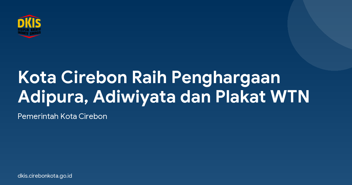 Kota Cirebon Raih Penghargaan Adipura, Adiwiyata dan Plakat WTN
