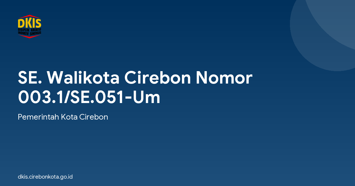 SE. Walikota Cirebon Nomor 003.1/SE.051-Um