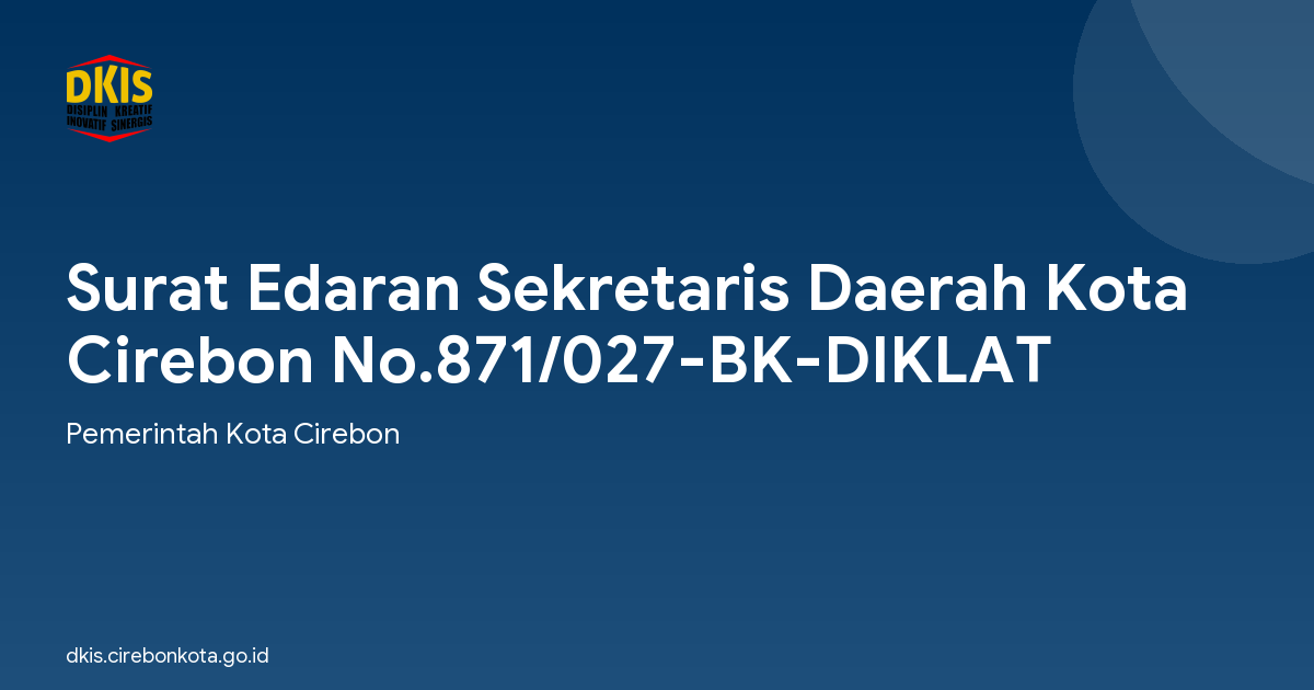 Surat Edaran Sekretaris Daerah Kota Cirebon No.871/027-BK-DIKLAT