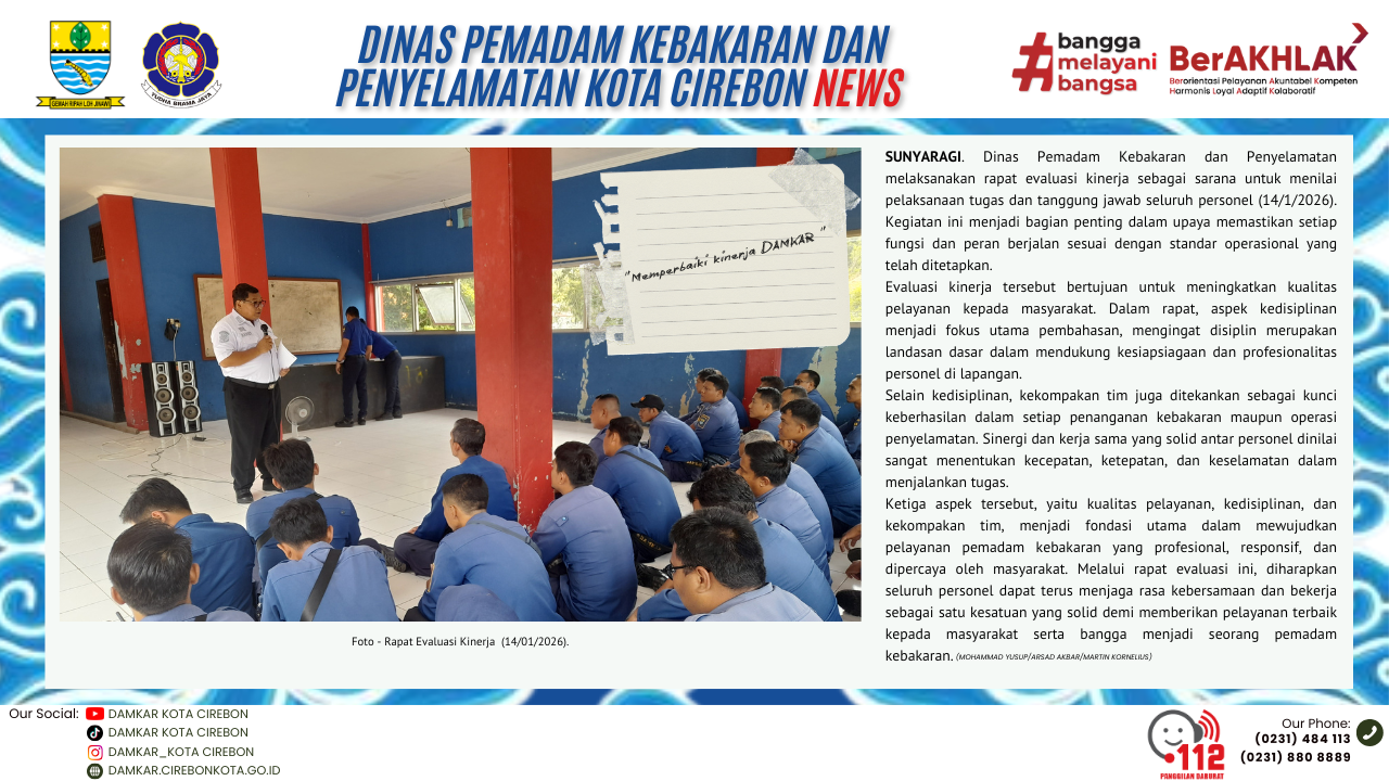 Rapat Evaluasi Kinerja Petugas Dinas Pemadam Kebakaran dan Penyelamatan Kota Cirebon